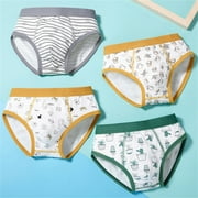 Nrmvnmi 4 Pc Cotton Briefs For Toddler Boys Cartoon Graphic Print Soft Boys Underwear Size 3-9 Years
